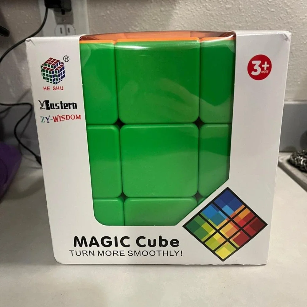 He Shu ZY-Wisdom Magic Cube 3x3x3 Smooth Speed Puzzle Toy Green Orange NEW